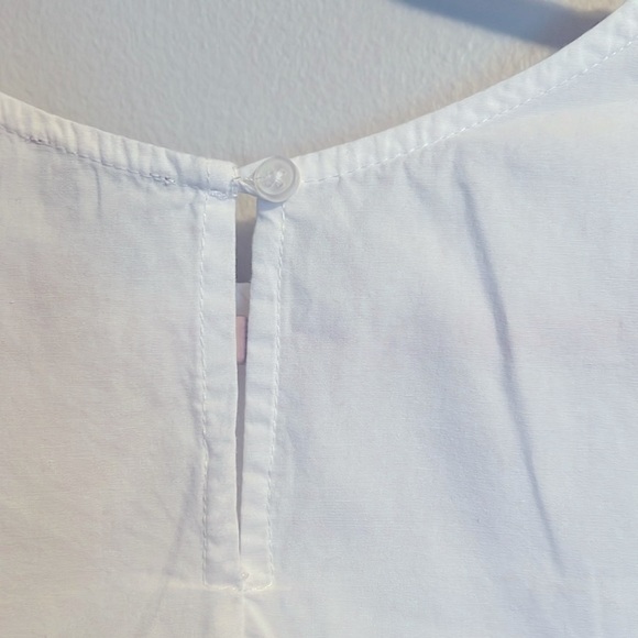 Como Vintage Size XL White Ruffle Sleeve Shirt With Dainty Pearls On Front - Picture 7 of 9